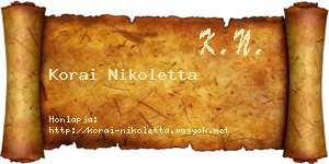 Korai Nikoletta névjegykártya